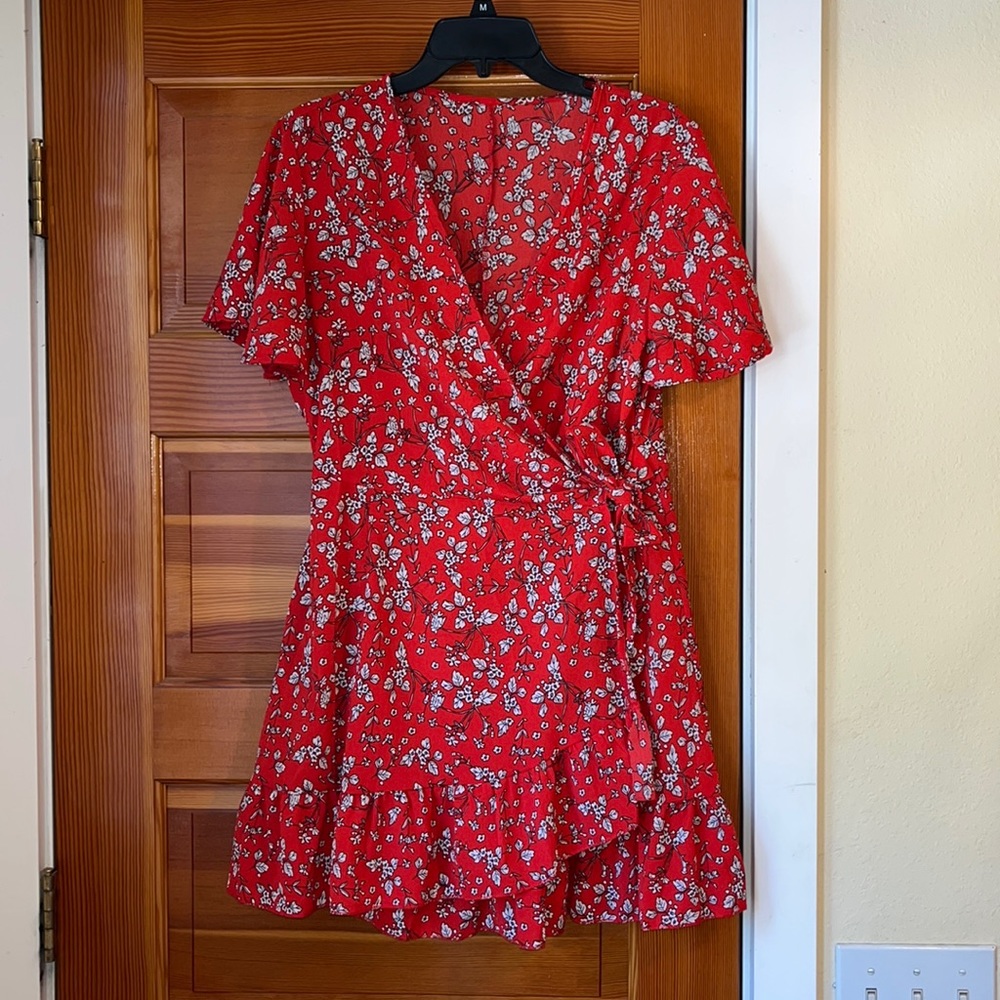 M Red Wrap Dress